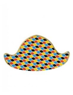 Cappello Arlecchino con motivo a rombi colorati multicolore in cartoncino plastificato per Carnevale