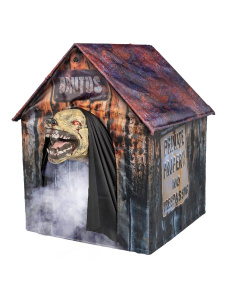Cuccia horror Halloween con cane Brutus animato e effetti movimento per decorazioni spaventose
