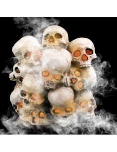 Torre di teschi animata 41cm con foro per macchina fumo decorazione Halloween con effetti speciali