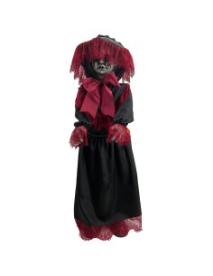 Bambola vittoriana zombie 90cm con vestito nero e rosso per decorazioni Halloween horror 2