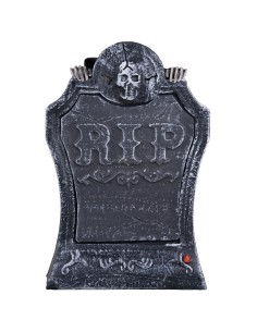 Lapide grigia con scritta RIP e teschio animato per decorazioni Halloween horror