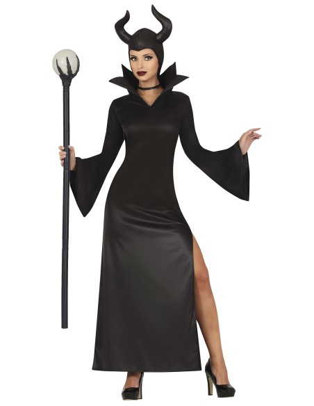 Bastone da strega nero con sfera luminosa smontabile da 100 cm accessorio Halloween