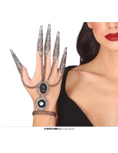 Bracciale con unghie metalliche argentate per costume Halloween horror donna 2