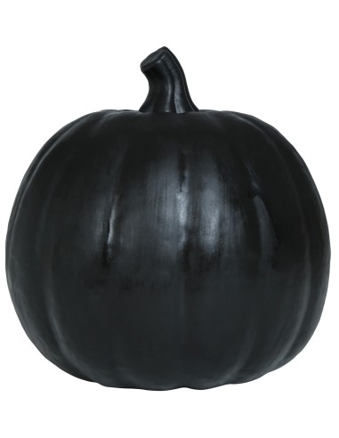 Zucca Halloween nera illuminata con occhi e bocca arancioni jack-o'-lantern decorazione 16 cm