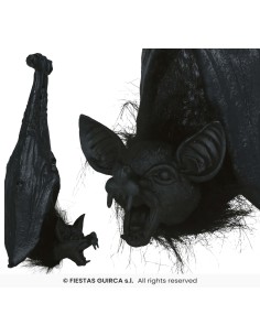Pipistrello nero decorativo da appendere 50cm con ali spiegate per decorazioni Halloween horror