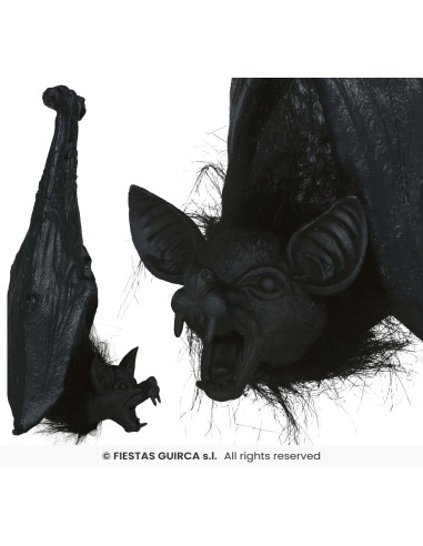Pipistrello nero decorativo da appendere 50cm con ali spiegate per decorazioni Halloween horror