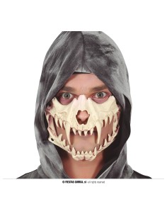 Maschera mezzo viso con zanne e denti aguzzi per costume Halloween horror spaventoso