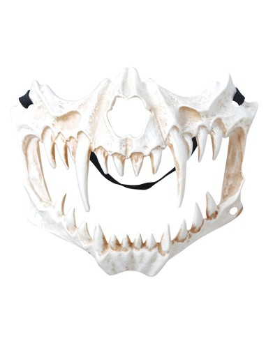 Maschera mezzo viso con zanne e denti aguzzi per costume Halloween horror spaventoso