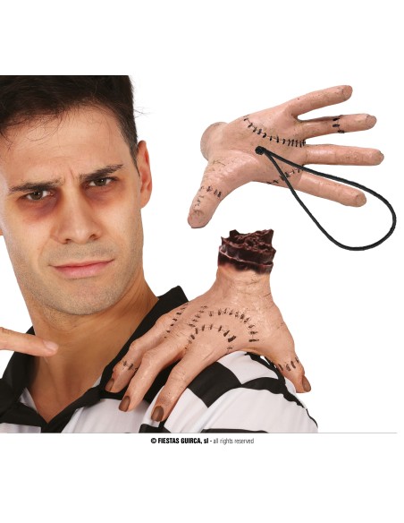 Mano finta con elastico per spalla accessorio Halloween horror costume spaventoso