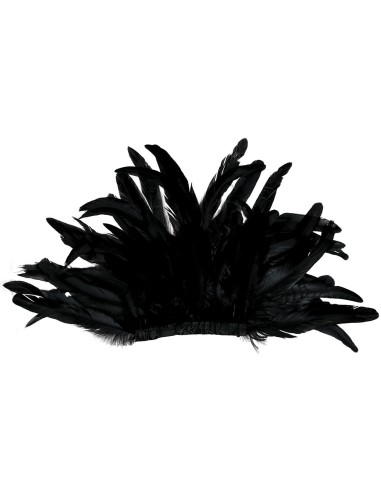 Spallina in piume nere per costume Halloween e travestimenti teatrali con effetto drammatico