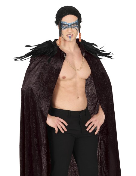 Spallina in piume nere per costume Halloween e travestimenti teatrali con effetto drammatico