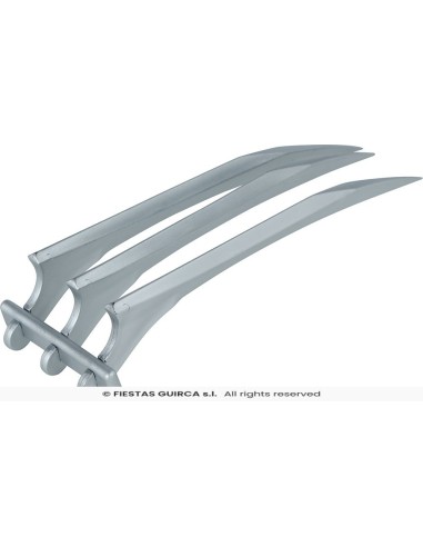 Artigli Wolverine metallici 25cm con supporto per mano cosplay X-Men supereroi