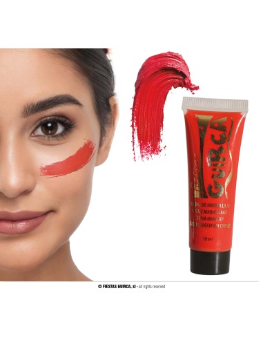 Trucco crema rosso in tubetto 20ml per make-up teatrale carnevale Halloween face painting