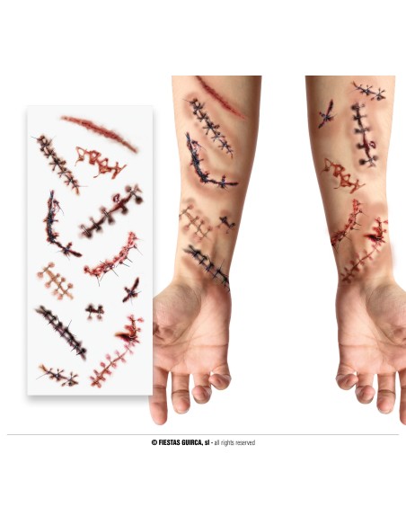Set cicatrici finte adesive con punti sutura per trucco Halloween horror