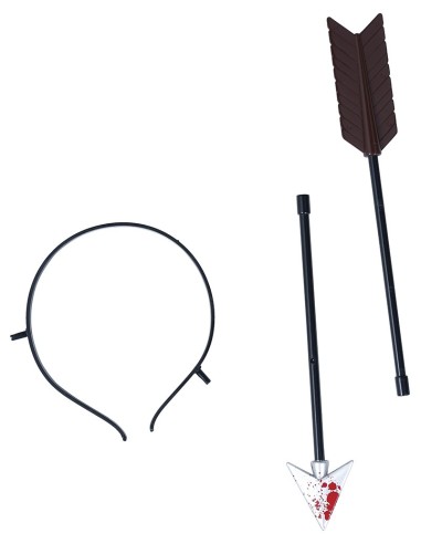 Cerchietto con freccia attraverso la testa accessorio horror Halloween 50 cm effetto zombie