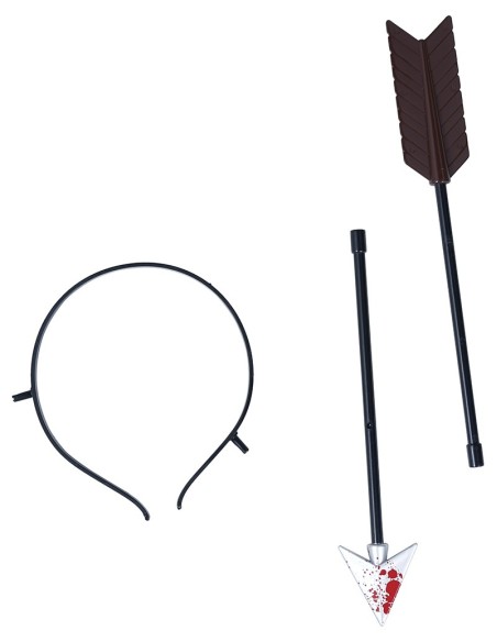 Cerchietto con freccia attraverso la testa accessorio horror Halloween 50 cm effetto zombie