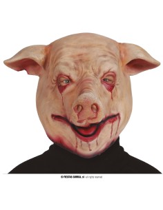 Maschera horror maiale lattice con sangue occhi bocca per Halloween costume spaventoso