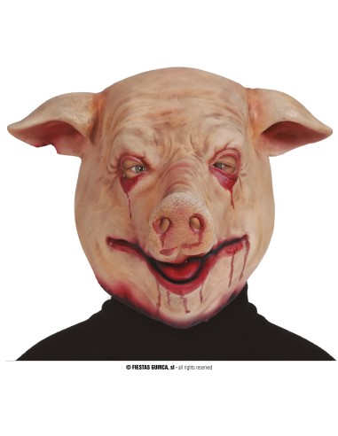 Maschera horror maiale lattice con sangue occhi bocca per Halloween costume spaventoso