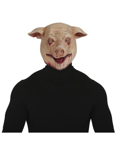 Maschera horror maiale lattice con sangue occhi bocca per Halloween costume spaventoso