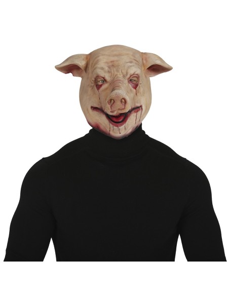 Maschera horror maiale lattice con sangue occhi bocca per Halloween costume spaventoso