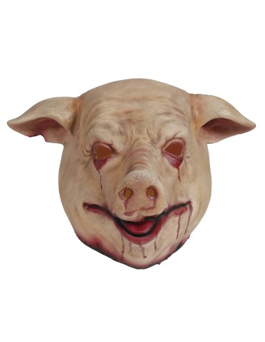 Maschera horror maiale lattice con sangue occhi bocca per Halloween costume spaventoso