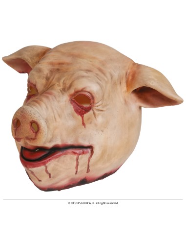 Maschera horror maiale lattice con sangue occhi bocca per Halloween costume spaventoso