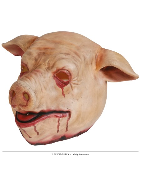 Maschera horror maiale lattice con sangue occhi bocca per Halloween costume spaventoso