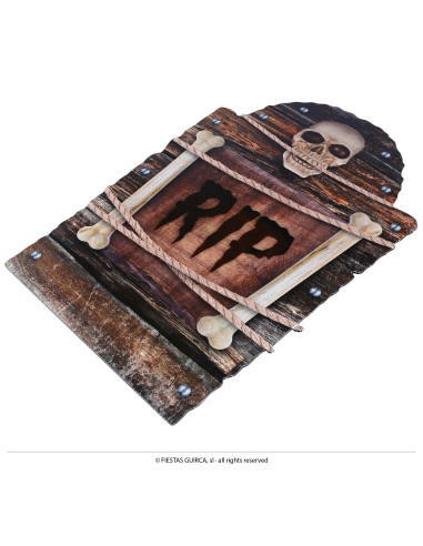 Lapide decorativa Halloween RIP 56 cm con teschio e decorazioni macabre per feste horror