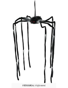 Ragno decorativo nero gigante 80cm con zampe lunghe da appendere per Halloween horror