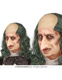 Parrucca Il Pinguino Batman con capelli grigi mossi e calvizie per costume supereroi villain 2