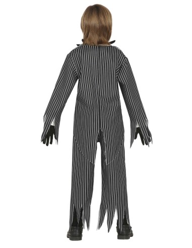 Costume Mr. Skeleton bambino giacca gessata nera righe bianche papillon Halloween elegante