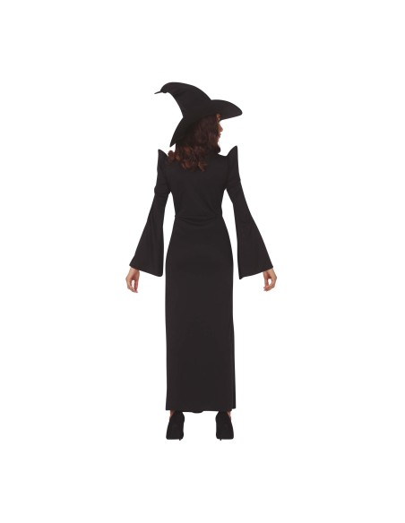 Costume strega preside nero con cappello a punta e abito lungo per donna Halloween