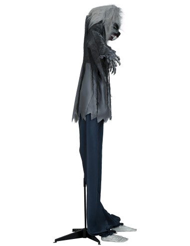 Lupo mannaro animato 210cm con maschera spaventosa, camicia strappata e pantaloni per decorazioni Halloween