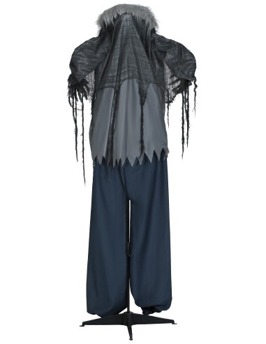Lupo mannaro animato 210cm con maschera spaventosa, camicia strappata e pantaloni per decorazioni Halloween