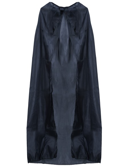 Mantello nero lungo 130 cm indossato con costume da vampiro per Halloween feste horror