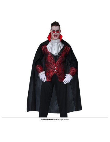 Mantello nero lungo con colletto rosso costume vampiro Halloween travestimento gotico