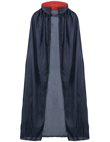 Mantello nero lungo con colletto rosso costume vampiro Halloween travestimento gotico