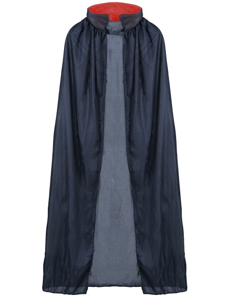 Mantello nero lungo con colletto rosso costume vampiro Halloween travestimento gotico
