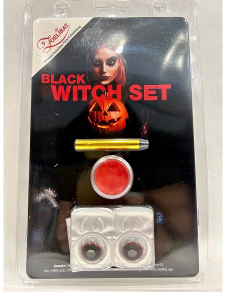 Set trucco strega nera con rossetto nero e ombretti per Halloween