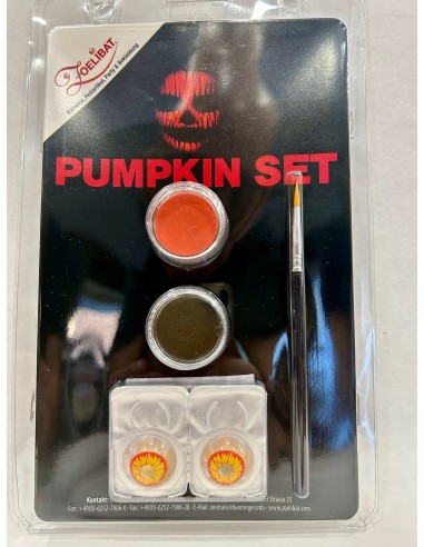 Set trucco Halloween con colori arancione e nero per make-up da zucca spaventosa con pennello