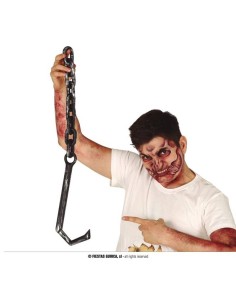 Uomo con gancio e catena Halloween accessorio horror per costumi spaventosi da 70 cm