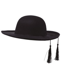 Cappello da prete nero in feltro con fiocchi laterali per costume ecclesiastico 2