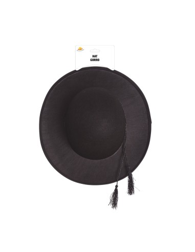 Cappello da prete nero in feltro con fiocchi laterali per costume ecclesiastico