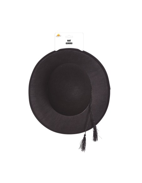Cappello da prete nero in feltro con fiocchi laterali per costume ecclesiastico