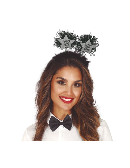 Cerchietto Happy New Year oro argento con stelle per festa Capodanno donna