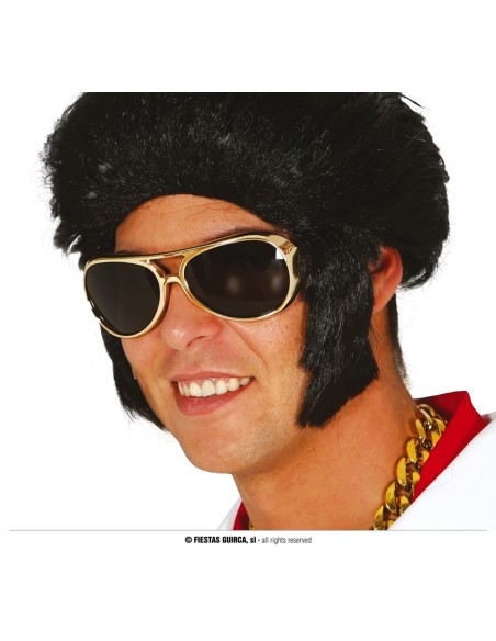 Occhiali dorati stile Elvis Presley per costume da re del rock anni 60