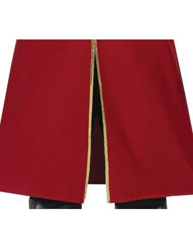 Costume da capitano corsaro rosso con cappello piumato, giacca elegante e pantaloni per uomo