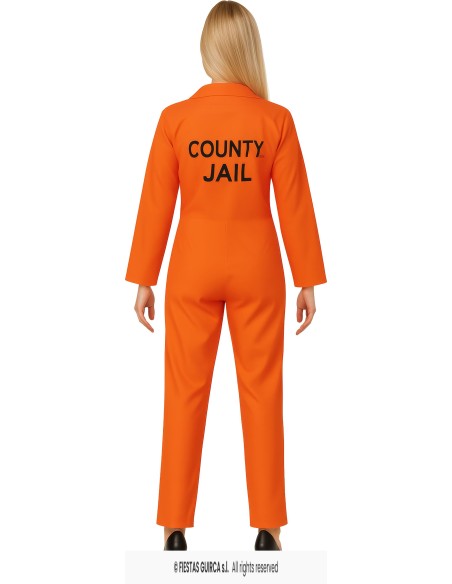 Costume detenuta arancione con tuta zip e numero 686964 per feste Halloween donna