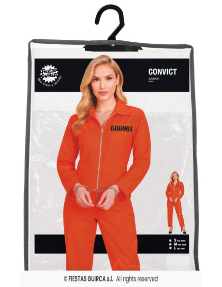 Costume detenuta arancione con tuta zip e numero 686964 per feste Halloween donna