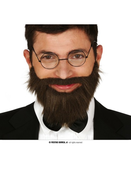 Barba e baffi castani finti folta per travestimenti e costumi maschili
